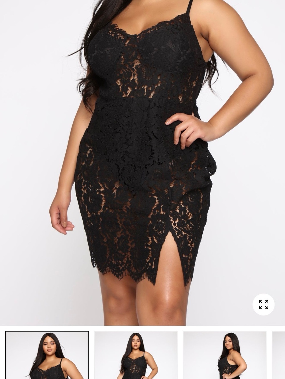 Fashion Nova Black Lace Mini Dress with Side Slit